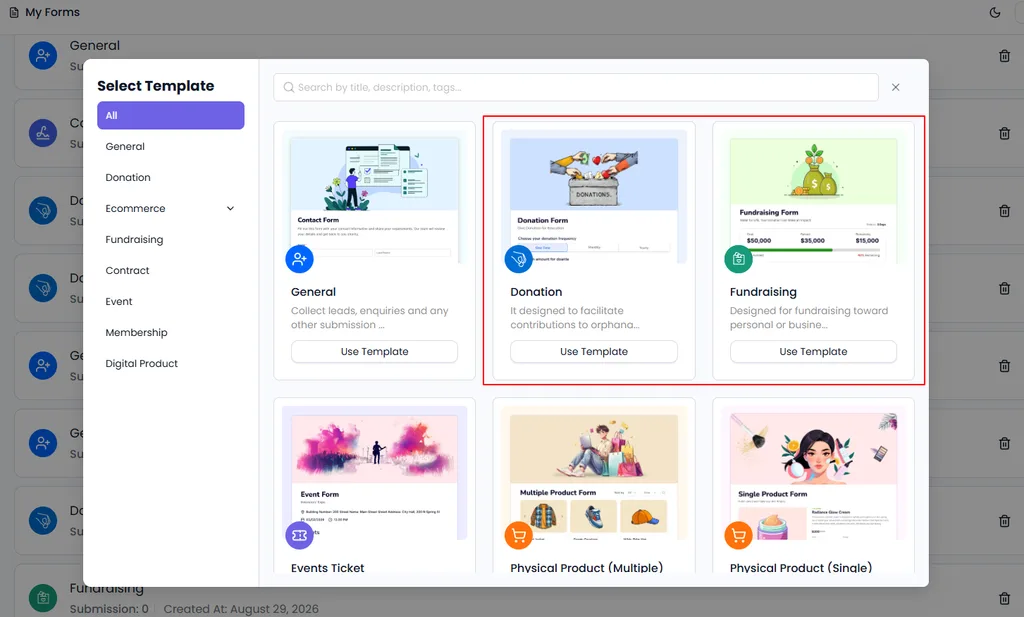 donation and fundraising module