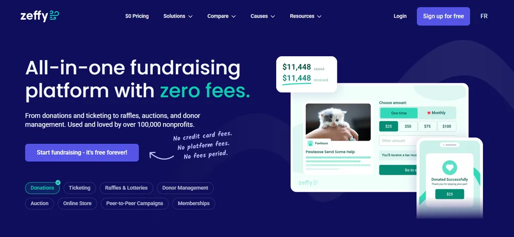Zeffy takes a different approach by focusing specifically on nonprofit and fundraising events. Instead of being designed for general event organizers, it is built for organizations that use events as part of a larger mission, such as charity dinners, fundraising campaigns, galas, and community programs.